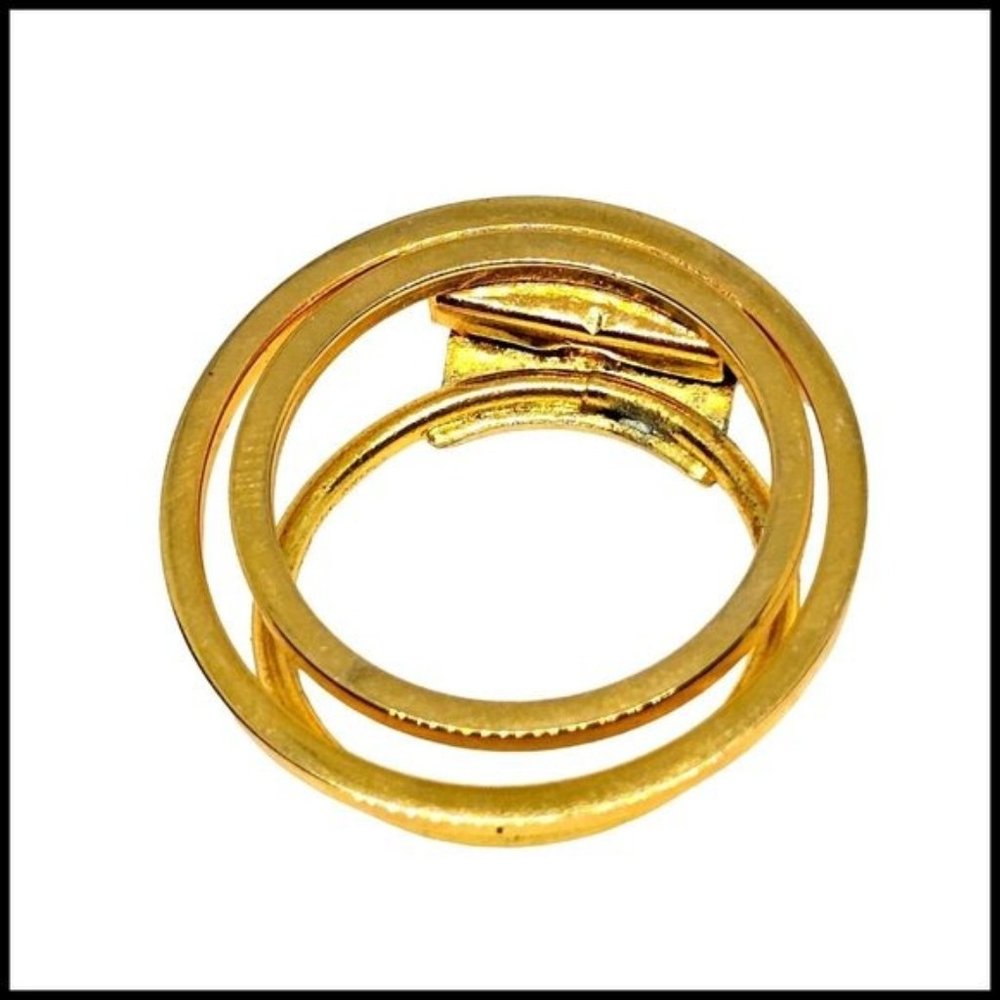 Vintage Brooch Pin Signed West Germany Tana Scarf Clip Round Gold Tone Circles